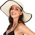 Miniatyrbillede 3 af 6: Dame Bredskygget Solhat Floppy Foldbar Rulle op Cap Strand Solhat UPF 50+ Style Civory White