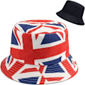 Pikkukuva 1 / 7: Söpö ämpärihattu rannan kalastajanhatut naisille, kääntyvä kaksisuuntainen kulutus Union jack Large