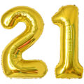 Miniatyrbild 1 av 4: Nummerballonger, färgglada heliumsiffror födelsedagsballonger, självuppblåsande sifferballonger, folieballong för födelsedagsfest, nyårsdekoration Gold #21 Large