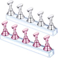 Miniatyrbild 1 av 7: 2 set akryl nageldisplayställ nagelövningsställ magnetisk nagelövningshållare fingernagel DIY nageldesignställ för falska naglar manikyrverktyg (P Pink and Silver