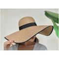 Miniatyrbilde 3 av 4: Kvinner sammenleggbar floppy bred brem strå solhatt sommer strandhatt UV UPF 50+ 03Style Coffee