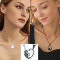 Miniatyrbillede 2 af 7: Rustfrit stål puslespil til 2 stykker puslespil vedhæng halskæde, kat/livets træ/hjerteformet, tilpasselig, yin yang halskæder smykker gave til Style 02 Black PlatedPersonalised Personalized