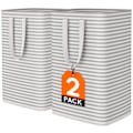 Pikkukuva 1 / 6: 75L Kasaantava Pyykkikori, 2 kpl Pakkaus, Kahvoilla, Vaatteiden ja Leikkikalujen Säilytykseen Makuuhuoneessa ja Kylpyhuoneessa Gray and white stripes