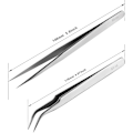 Miniatyrbilde 2 av 8: Presisjonstengersett, 2 stk Rustfritt Støpt og Bøyde Tenger, Ikke-Magnetiske Industrielle Tenger for Håndverk, Elektronikk, Lodding, Medisinsk og #3 2PCS Pointed+Curved #2 1PC