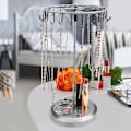 Miniatyrbild 6 av 7: SIlverfärgad Metallroterande Smyckesställ Displayställ (23 Krokar) - H34,8 x B20,5 cm / 13,70 x 8,07 Tum - Hängande Organiserande Tornställ - Förvaring för Silver