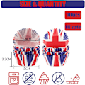 Miniatyrbillede 2 af 7: e Blå Union Jack Cupcake Cases, 100 stk. Mini Kings Coronation Bagekopper, Små Papir Muffinskopper Cupcake Liners Muffin Cases til King Charles Coro Auk