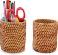 2-pack Rattan Pen Holder, Handmade Woven Basket Pen Cup Makeup Brush Holder, Pen Container