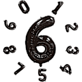 Pikkukuva 1 / 5: Numeropallon, värikkäät helium-numeropallon syntymäpäiväjuhliin, itse täyttyvät numeropallon, foliopallo syntymäpäiväjuhliin, uudenvuoden juhliin Black #6 Large