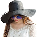Miniatyrbillede 3 af 6: Dame Bredskygget Solhat Floppy Foldbar Rulle op Cap Strand Solhat UPF 50+ 01 Style Bblack