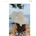 Miniatyrbilde 3 av 5: Kvinner sammenleggbar floppy bredbremmet stråsolhatt sommer strandhatt UV UPF 50+ 02Style lvory white