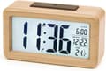 Digital väckarklocka, sängklocka i trä med stor LCD-bakgrundsbelyst display, temperatur, ljusstyrkesensor【Batteri ingår INTE】