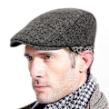 Miniatyrbild 2 av 5: 2022ny Herr Randig Basker Vår Höst Vinter Klassisk Mode Vild Newsboy Hatt Vintage Casual Hatt Justerbar Ull Varm Barett Brun