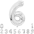 Pikkukuva 1 / 8: Numeropallon, 40 tuuman suuri hopeanvärinen numero 6 foliomylar-ilmapallo heliumilla syntymäpäiväjuhlan koristeluun Silver #6