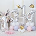 Miniatyrbilde 2 av 8: Nummerballonger, 40 tommer store sølvnummer 4 folieballonger for bursdagsfestdekorasjon Silver #4