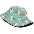 Pikkukuva 2 / 5: EN Auringonhattu Muoti Aurinkolippalakki Pakattava Ulkoilukalastajan Hattu Naisille Ja Miehille Corgi Puppy Dog Lover 6 One Size