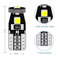 Miniatyrbillede 2 af 5: 10 stk. W5w T20 12v 2w Bil Halogen Pære 194 168 Led Pærer Instrument Lys Instrumentbræt Pære Auto Indvendigt Lys Bil Styling