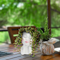 Miniatyrbild 3 av 4: Ansiktsblomkruka, unika ansiktskrukor, hartshuvudkruka för trädgårdsdekoration (beige)