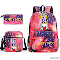 Miniatyrbilde 1 av 5: Lankybox Skolesekk Tegneserie Skuldervesker Casual Canvas Bag Student Laptop Mochilas（bilde farge）