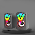 Miniatyrbild 4 av 5: Den nya datorn RGB Glowing Speaker Multimedia Desktop Game Mini Wired USB Audio System är utsökt och kompakt, med klar ljudkvalitet（Svart）