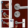 Miniatyrbild 3 av 5: Dörrhandtag Borstat Rostfritt Stål Dörrhandtag Set Badrum och Toalett Invändiga Dörrar L-Form Silver Handtag Set