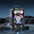 Miniatyrbild 2 av 5: Trådlös Bluetooth-högtalare i trä med lyftande stort ljud, bärbar dans, plug-in-ljud, cool subwoofer med mikrofon med 1 mikrofon (svart)