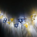 Miniatyrbilde 3 av 5: Hanukkah LED-lysdekorasjon, Davidsstjerne innendørs lysslynge