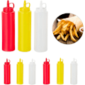 Miniatyrbild 3 av 3: FlkwoH såsflaska, set om 1, påfyllningsbar, 400 ml, klämflaska, plastbehållare（250 ml vit）