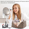 Miniatyrbillede 3 af 4: Stor Kosmetisk Taske til Rejser - Makeup Taske, bærbar PU Læder Vandtæt Kosmetisk Taske til Kvinder（mørkebrun）