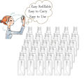 Miniatyrbild 3 av 5: 30-pack 30 ml (1 oz) fina dimspruta minisprayflaskor med pumpspraylock Refillbara återanvändbara tomma plastflaskor för eteriska oljor, resor, parfymer