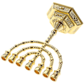 Miniatyrbilde 2 av 2: Lysestake 7-armet lysestake metall religiøs lysestake tempel lysestake (13X10.5X7CM, gull)