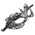 Miniatyrbild 2 av 2: Kvinnors damer kristall strass dekoration sexig skär metall venetiansk maskeradmask för Halloween/kostymball/fest (svart)