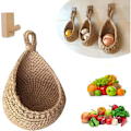 Miniatyrbild 1 av 5: Väggmonterad frukt- och grönsakskorg, handvävd jute tårformad frukt- eller grönsakskorg, kök hängande förvaringskorg (H 20cm,B