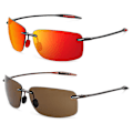 Pikkukuva 1 / 5: Matrix Classic Sports Kehyksettömät Aurinkolasit Miehet Oranssit Miehet Ajo Suorakulmio Ultralight Kehys Aurinkolasit Uv400 Mj8009_cc（C9 Punainen ja Ruskea）