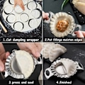 Miniatyrbild 5 av 5: 6-delad degpressats, Ravioli-tillverkare, Dumpling-tillverkare, Dumpling-maskin, Dumpling-omslag, Ravioli-kakskärare, Dumpling-tillverkare