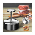 Miniatyrbillede 2 af 5: Hamburger Patty Maker Press 304 Rustfrit Stål Non-stick Rund Manuel Risbold Form Tykkelse Adj（Sølv）