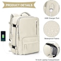 Miniatyrbillede 4 af 5: Stor rejserygsæk til kvinder, håndbagage, vandtæt rygsæk til udendørs sport, casual daypack, skoletaske, der passer til 14 tommer bærbar computer med os
