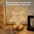 Miniatyrbillede 2 af 4: Sød stjerne måne atmosfære lampe touch sensor 3 farver guld usb genopladelig soveværelse stjerne natlys（cirkulær）