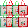 Miniatyrbilde 2 av 2: 8-pak julemønster gavepose handlepose stor gjenbrukbar handlepose julefestgave (29,00X27,00X12,00CM, flere farger)