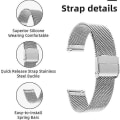 Miniatyrbild 2 av 5: 2*klockarmband, snabbkoppling klockarmband justerbar rostfritt stål mesh klockarmband 20mm bredd Milanese mesh armband för män kvinnor(silver)
