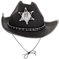 Miniatyrbillede 1 af 2: Cowboy Wild West Sheriff Hat Fancy Dress Halloween Party Kostume (Sort)