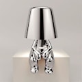 Miniatyrbillede 1 af 3: Italien Lille Gyldne Mand Bordslampe Resin Led Natlampe Kaffe Bar Soveværelse Værelse Dekoration Tegneserie Tænker Lamper Børnedag Gave（Sølv）