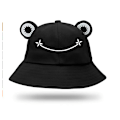 Miniatyrbild 2 av 5: Groda hatt hink solhatt för kvinnor groda hink hatt sommar utomhus hopfällbar andningsbar hink hatt för kvinnor-svart-barn: 51-53 cm