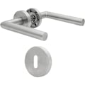 Miniatyrbild 1 av 5: Dörrhandtag Borstat Rostfritt Stål Dörrhandtag Set Badrum och Toalett Invändiga Dörrar L-Form Silver Handtag Set