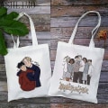 Miniatyrbild 3 av 5: Handväskor Heartstopper Hi Leaves Dam Shopper Väskor Canvas Väska Resväska College Retro Axelväska Stor Kapacitet Student Handväska