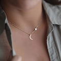 Miniatyrbilde 2 av 5: Fint måne- og stjerneanheng Halskjede kjede mote sjarm Boho Halskjede Smykker for kvinner og jenter (gull)