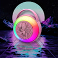 Miniatyrbild 2 av 5: Trådlös Bluetooth-högtalare, bärbar liten stereo, bländande belysning, utomhusskrivbord med dubbel Bluetooth-anslutning, lätt att bära för hand（Rosa）