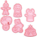 Miniatyrbillede 2 af 2: 6-pak cirkus småkageforme cirkus fudgeforme plastikforme køkken bageværktøjer (7.6X5CM, pink)