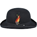 Miniatyrbild 2 av 2: Unisex Hård Topp Ull Bowler Hatt Med Fjäder Satinfodrad Storlekar S Till Xl（L，Svart）