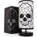 Miniatyrbillede 2 af 5: Metallisk sort kranielampe - gotisk indretning - kranieindretning - gotisk lampe - gotisk værelsesindretning - skeletlampe