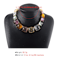 Miniatyrbilde 4 av 4: Fargerik stort choker-kjede med rhinstein, glitrende firkantede gelékrystall-choker-halskjede med bling, tilbehør til kvinner for ball, bryllup og fester